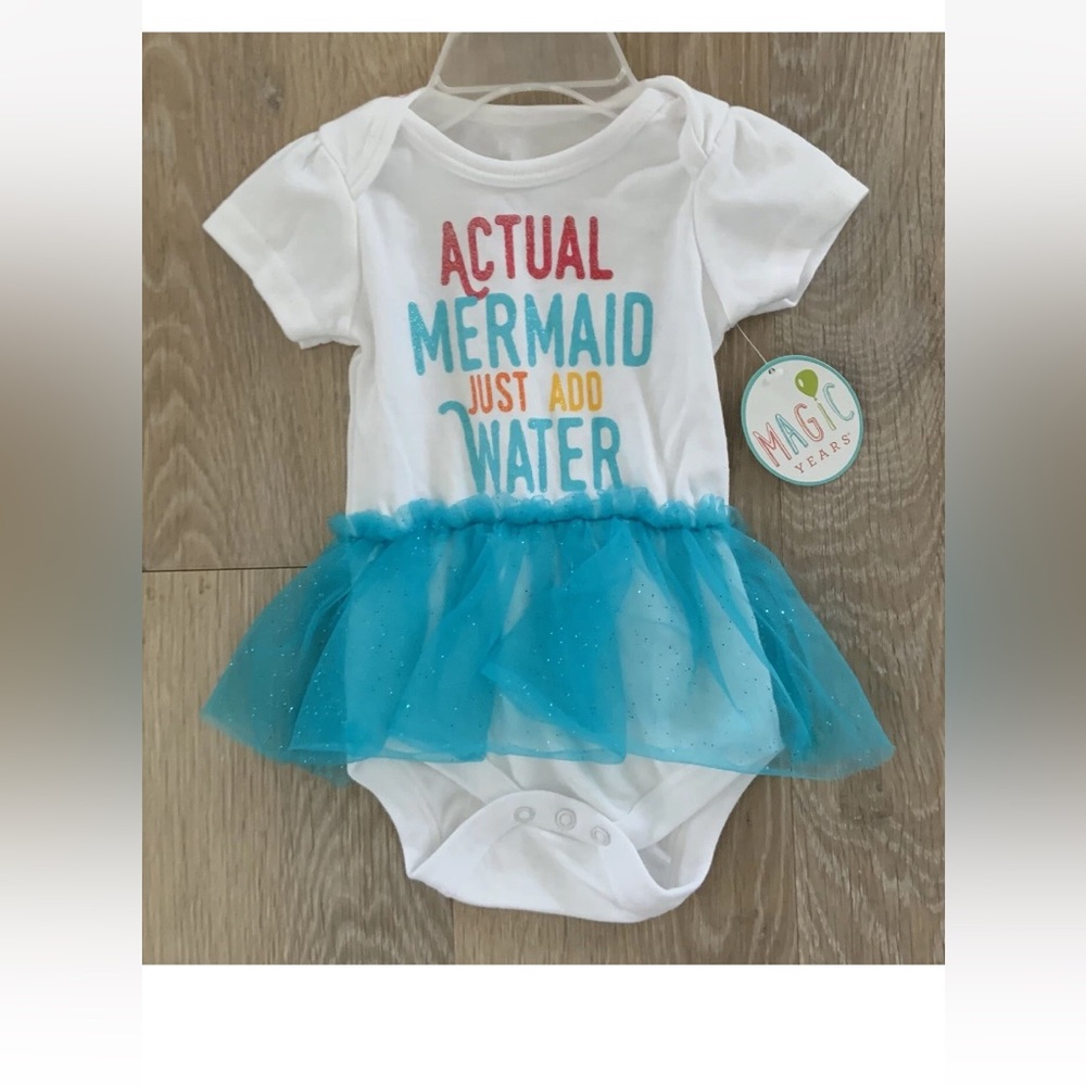 (NWT) Magic Years Girl’s Size 3-6 Months Mermaid White & Blue Tutu Romper
